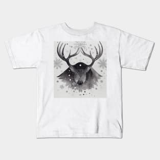 Reindeer in Snowy Winter Kids T-Shirt